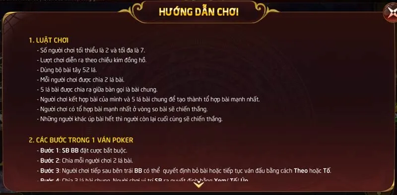 Luật chơi game bài đổi tiền thật Poker