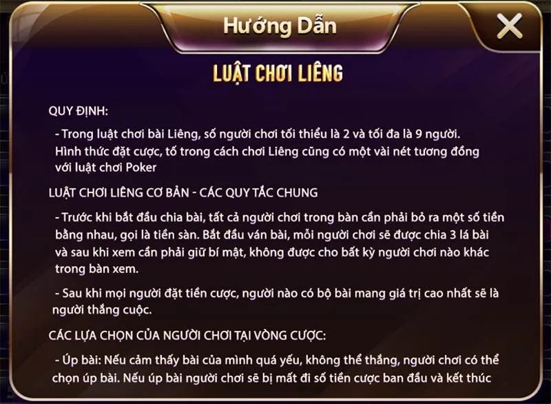 Luật chơi game đánh bài Liêng